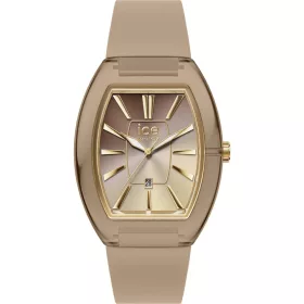 Ice-Watch női karóra – barna szilikon szíj, arany mutatók, hordó alakú tok