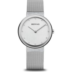 Bering női karóra ezüst számlap kristály index acél szíj