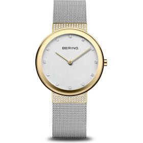 Bering női karóra arany tok ezüst milánói szíj kristály index