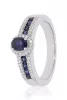 Fehér arany gyémánt és zafír köves gyűrű – 14 karátos