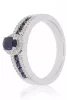 Fehér arany gyémánt és zafír köves gyűrű – 14 karátos