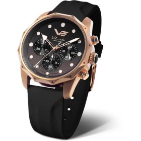 Vostok Europe női karóra – rosegold tok, fekete és bordó kaucsuk szíj, stopper