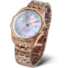 Vostok Europe női karóra – rosegold fém és fehér kaucsuk szíj, solar szerkezet