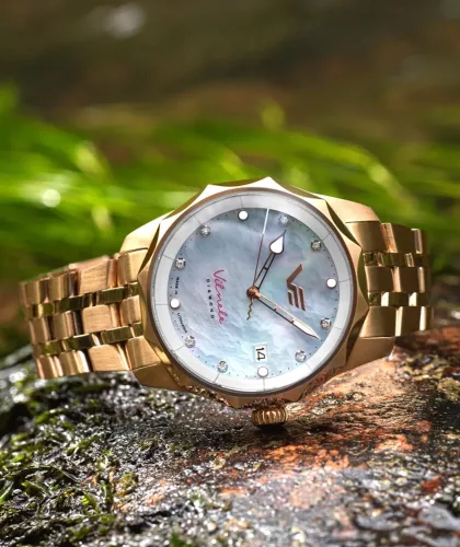 Vostok Europe női karóra – rosegold fém és fehér kaucsuk szíj, solar szerkezet