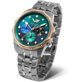 Vostok Europe női karóra – fém és zöld kaucsuk szíj, stopperes, zöld számlap