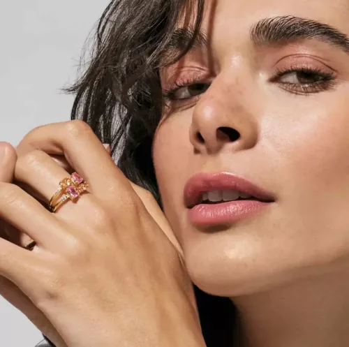 Nomination Colour Wave gyűrű arany rózsaszín cirkon