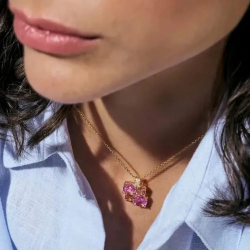 Nomination Colour Wave nyaklánc arany rózsaszín cirkon