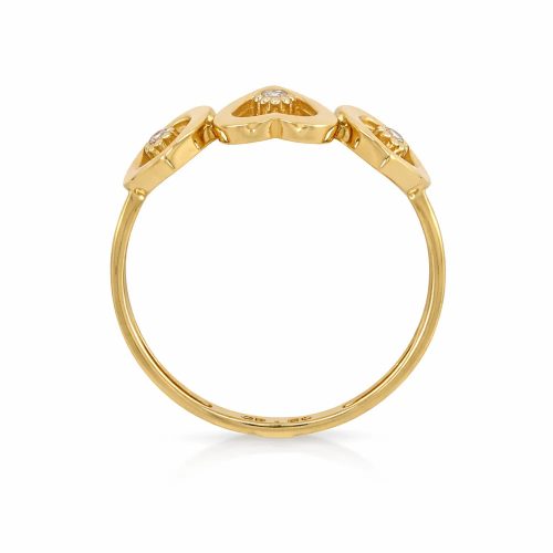 Sárga arany szív mintás cirkon köves gyűrű romantikus stílusban