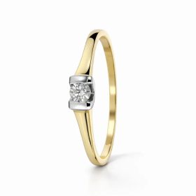 Kétszínű arany gyűrű fehér sín foglalatban cirkon kővel 105054