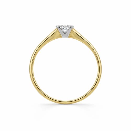 Kétszínű arany gyűrű fehér sín foglalatban cirkon kővel 105054