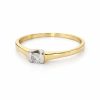 Kétszínű arany gyűrű fehér sín foglalatban cirkon kővel 105054