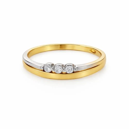 Kétszínű arany gyűrű 3 cirkon kővel