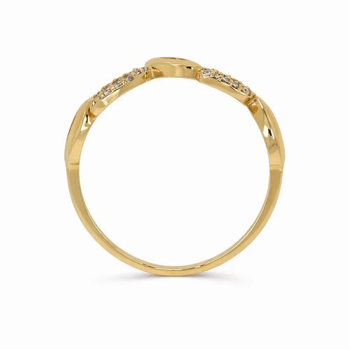 Sárga arany levél mintás cirkon köves gyűrű egyedi nőies stílusban