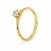 Sárga arany szoliter gyűrű ragyogó cirkon kővel elegáns stílusban