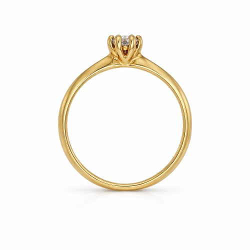 Sárga arany szoliter gyűrű ragyogó cirkon kővel elegáns stílusban