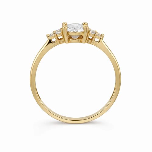 Sárga arany ovális cirkon köves eljegyzési gyűrű elegáns kialakítással