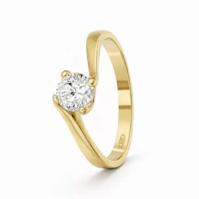 Csavart szoliter arany gyűrű cirkon kővel elegáns eljegyzéshez