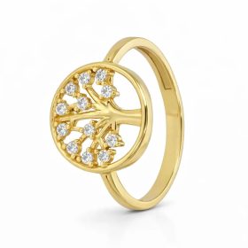 14 karátos arany életfa gyűrű cirkon kövekkel