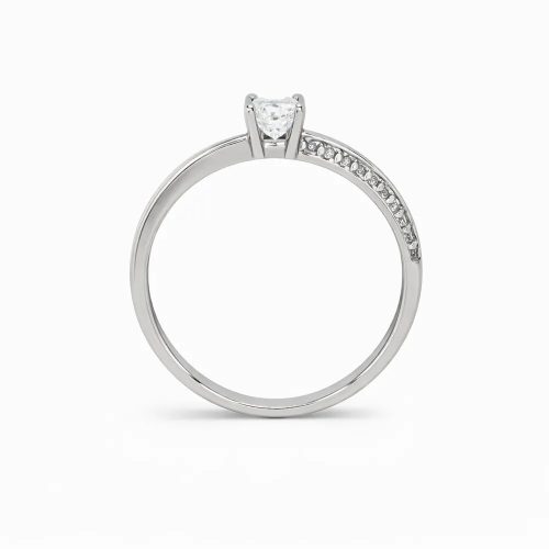 Fehér arany szoliter eljegyzési gyűrű sorköves cirkon díszítéssel