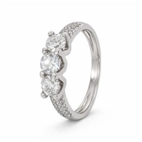 Fehér arany háromköves gyűrű cirkon díszítéssel