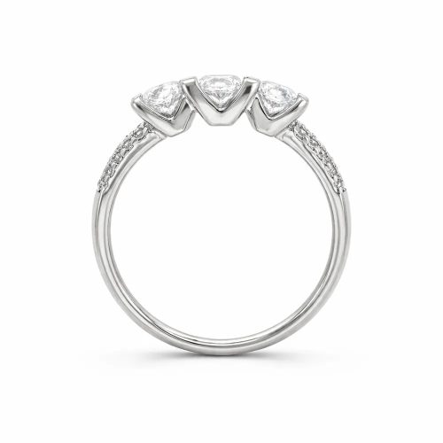 Fehér arany háromköves gyűrű cirkon díszítéssel