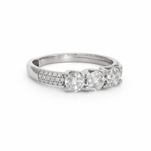 Fehér arany háromköves gyűrű cirkon díszítéssel