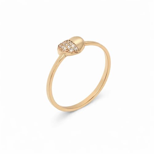 Rozéarany szív alakú gyűrű cirkon kövekkel