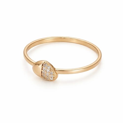 Rozéarany szív alakú gyűrű cirkon kövekkel