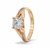 Rozéarany szoliter gyűrű központi cirkon kővel és oldalkövekkel
