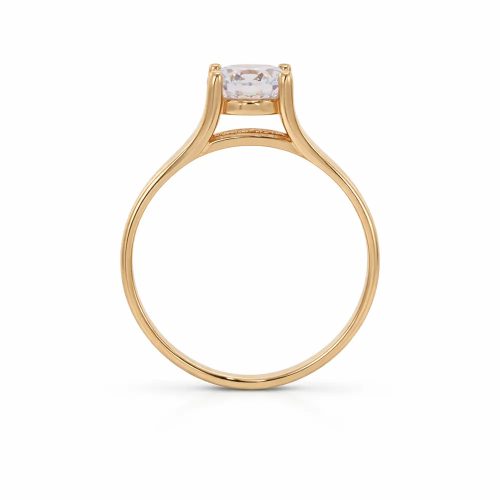 Rozéarany szoliter gyűrű központi cirkon kővel és oldalkövekkel