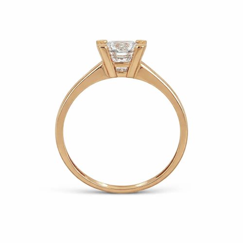 Rozéarany eljegyzési gyűrű központi cirkon kővel és sorkövekkel