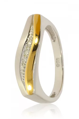 Sárga-Fehér arany gyémánt köves gyűrű 17037
