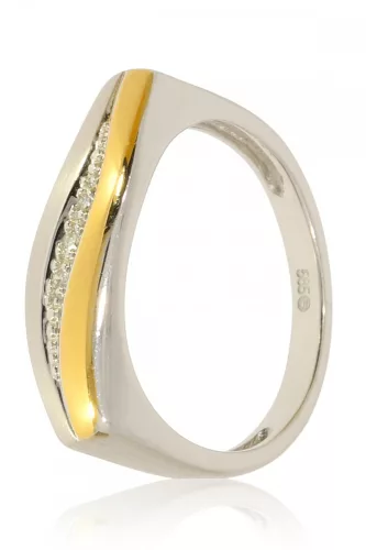 Sárga-Fehér arany gyémánt köves gyűrű 17037