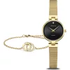 Bering női karóra szett arany fekete számlap gyémánt karkötő