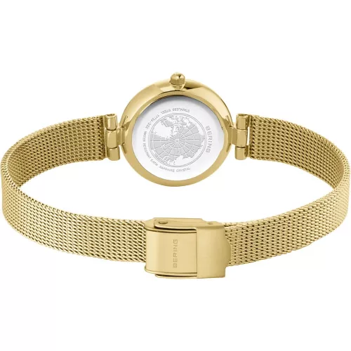 Bering női karóra szett arany fekete számlap gyémánt karkötő