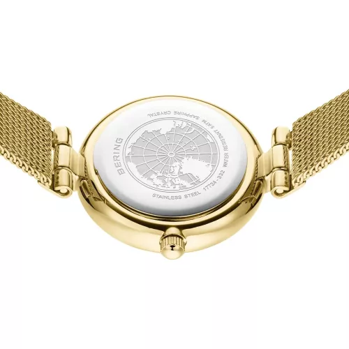 Bering női karóra szett arany fekete számlap gyémánt karkötő