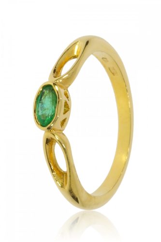 Sárga arany smaragd köves gyűrű 18508