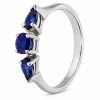 Fehér arany gyűrű kék zafír kövekkel elegáns női ékszer - 18513