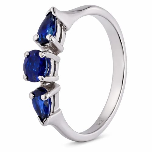 Fehér arany gyűrű kék zafír kövekkel elegáns női ékszer - 18513