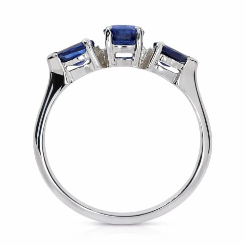 Fehér arany gyűrű kék zafír kövekkel elegáns női ékszer - 18513