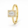 Sárga arany gyűrű nagy és apró cirkon kövekkel elegáns dizájn 77291