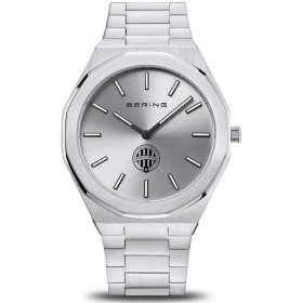 BERING × FTC 19641-709-P limitált férfi karóra – ezüst számlap, ultravékony acél tok