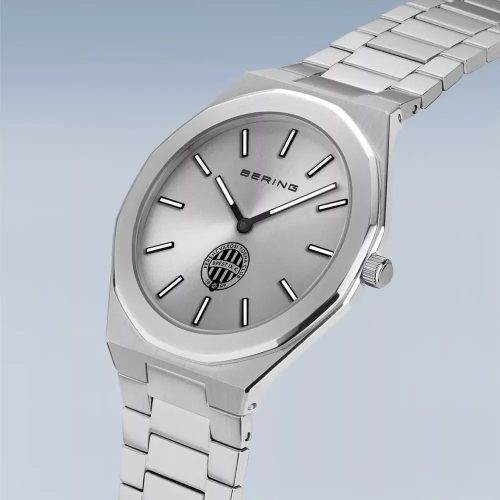 BERING × FTC 19641-709-P limitált férfi karóra – ezüst számlap, ultravékony acél tok