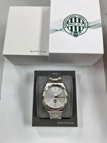 BERING × FTC 19641-709-P limitált férfi karóra – ezüst számlap, ultravékony acél tok