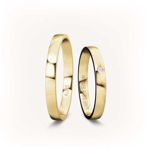 2,3 mm-es Sárga arany Karikagyűrű pár VD02S