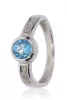Fehér arany gyémánt és kék topáz köves gyűrű 21420