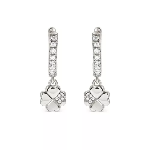 Nomination Petit Sparkle 242305/001 női ezüst karika fülbevaló négylevelű lóhere cirkónia