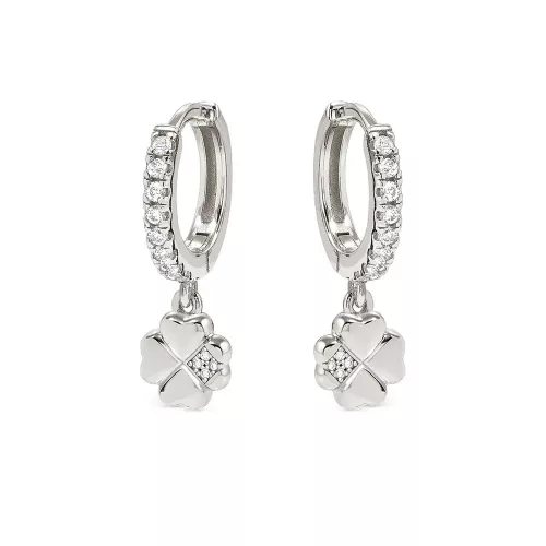 Nomination Petit Sparkle 242305/001 női ezüst karika fülbevaló négylevelű lóhere cirkónia