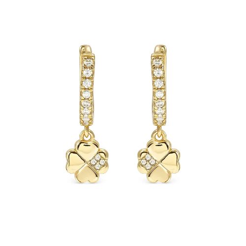 Nomination Petit Sparkle 242305/003 női aranyozott ezüst karika fülbevaló négylevelű lóhere cirkónia