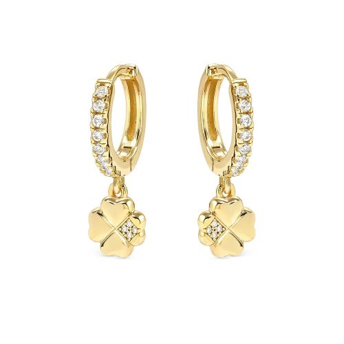 Nomination Petit Sparkle 242305/003 női aranyozott ezüst karika fülbevaló négylevelű lóhere cirkónia